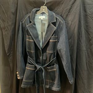 WynneDenim Stylish Dark Blue Denim Jacket with Belt 1X NWT